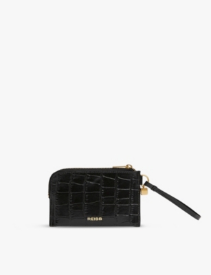REISS: Gloria logo-embossed leather coin purse