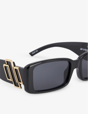 Shop Le Specs Women's Black Cruel Intentions Rectangle-frame Polyethylene Sunglasses
