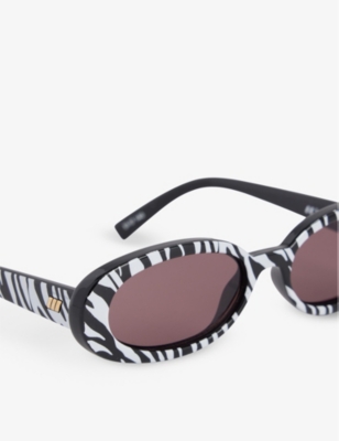 Shop Le Specs Women's White Tiger Outta Love Oval-frame Polyethylene Sunglasses