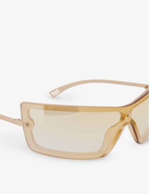 Shop Le Specs Womens The Bodyguard Rectangle-frame Polyethylene Sunglasses Sand Gold