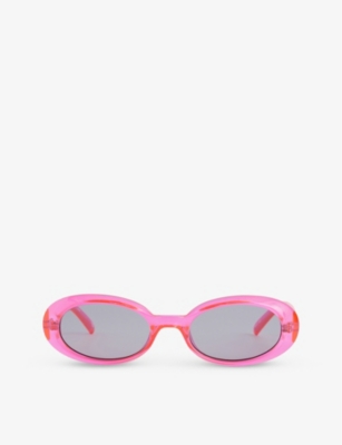Shop Le Specs Women's Hyper Pink Work It Oval-frame Polyethylene Sunglasses