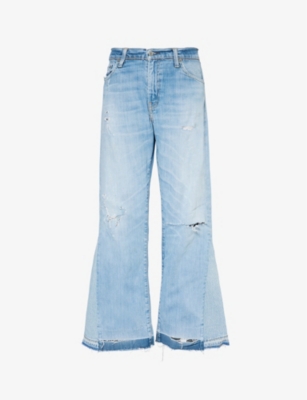 JEAN VINTAGE: Distressed flared mid-rise jeans