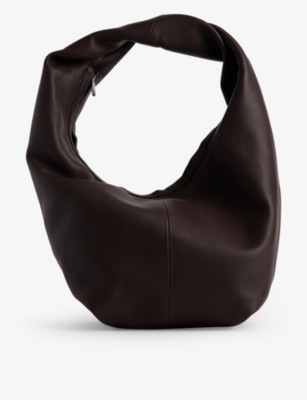 Shop Maeden Women's Plum Yela Curved Leather Shoulder Bag