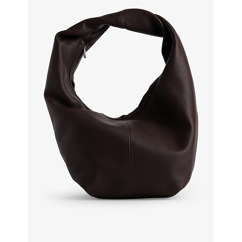 Shop Maeden Women's Plum Yela Curved Leather Shoulder Bag