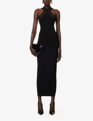 Shop Alaïa Alaia Women's Noir Alaia Vienne Slim-fit Knitted Maxi Dress