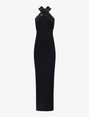 Alaïa Alaia Womens Noir Alaia Vienne Slim-fit Knitted Maxi Dress