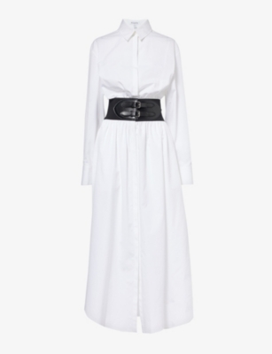 ALAIA: Belted cotton maxi dress