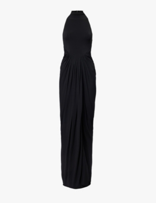 Alaïa Alaia Womens Noir Alaia Halterneck Slim-fit Stretch-woven Maxi Dress In Black