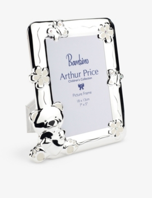 ARTHUR PRICE: "Teddy-bear and Butterfly silver-plated frame 7"" x 5"""