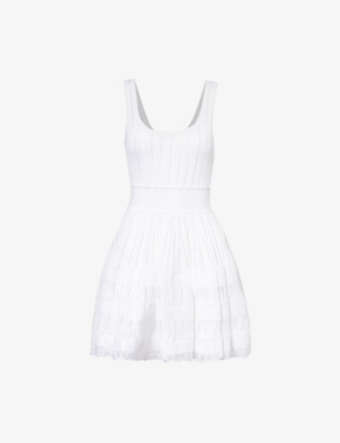 Alaïa Alaia Womens Blanc Optique Crinoline Round-neck Stretch-woven Mini Dress