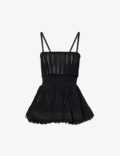 ALAIA: Crinoline square-neck knitted top