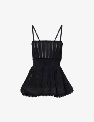 Shop Alaïa Alaia Women's Noir Alaia Crinoline Square-neck Knitted Top