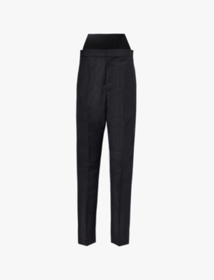 ALAIA: Relaxed-fit elasticated-waistband wool-blend trousers