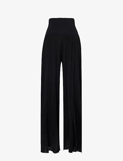 ALAIA: Pleated wide-leg knitted trousers