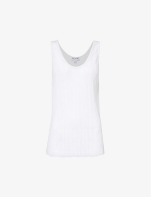 Shop Alaïa Alaia Women's Blanc Pleated Sleeveless Knitted Top