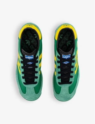 Shop Adidas Originals Adidas Women's Green Yellow Sl 72 Rs Suede And Mesh Low-top Trainers