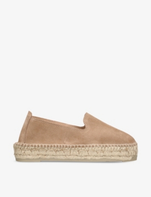 Manebi Womens Taupe Hamptons Double-sole Flat Suede Espadrilles