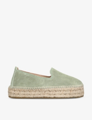 Shop Manebi Women's Green Hamptons Double-sole Flat Suede Espadrilles