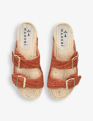 MANEBI WOMENS RUST COMB YUCATAN NORDIC DOUBLE-STRAP JUTE SANDALS EUR 39 / 6 UK 