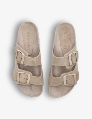 Manebi Hamptons Suede Sandals In Taupe