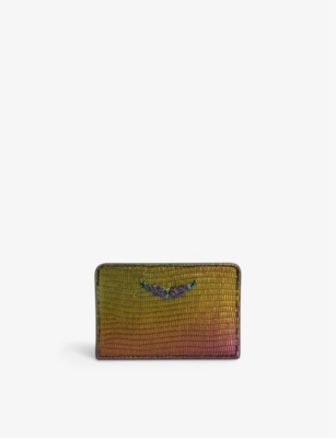 ZADIG&VOLTAIRE: ZV Pass lizard-embossed metallic-leather cardholder