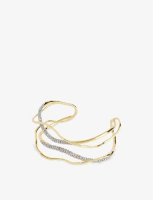 ALEXIS BITTAR: Solanales 14ct yellow gold-plated brass and crystal cuff bracelet