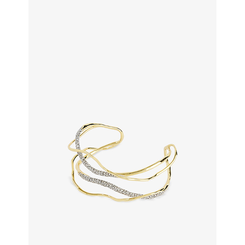 Alexis Bittar Solanales 14ct Yellow Gold-plated Brass And Crystal Cuff Bracelet In 14k Gold & Imi Rhodium
