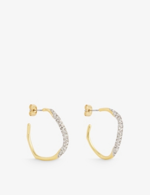 ALEXIS BITTAR WOMENS 14K GOLD & IMI RHODIUM SMALL 14CT YELLOW GOLD-PLATED BRASS AND CRYSTAL EARRINGS 