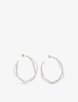 ALEXIS BITTAR: Intertwined rhodium-plated brass and crystal earrings