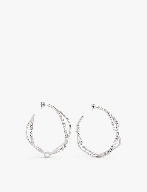 ALEXIS BITTAR: Intertwined rhodium-plated brass and crystal earrings