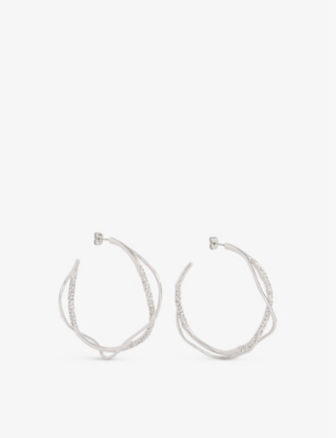 ALEXIS BITTAR WOMENS INTERTWINED RHODIUM-PLATED BRASS AND CRYSTAL EARRINGS 
