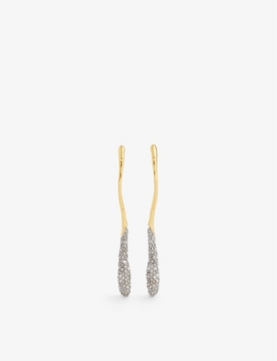 ALEXIS BITTAR: Solanales Linear 14ct yellow gold-plated brass and crystal earrings