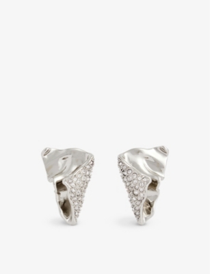 ALEXIS BITTAR: Solanales Folded rhodium-tone brass and crystal earrings