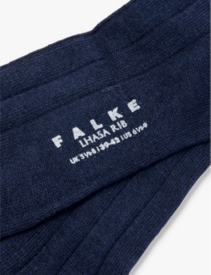 Falke Mens Dark Vy Lhasa Ribbed Woven-blend Socks In Dark Navy
