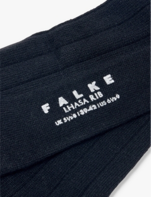 Falke Mens Black Lhasa Ribbed Woven-blend Socks In Black
