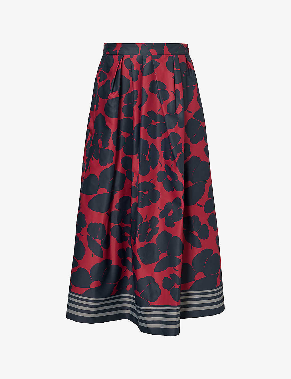 Dries Van Noten Womens Red Soni Floral-print Cotton-blend Midi Skirt