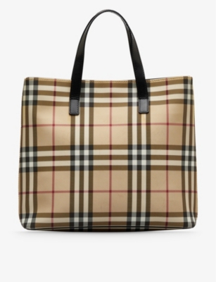 RESELFRIDGES: Pre-loved Burberry House check-print canvas tote bag