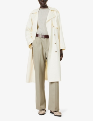 Shop Anine Bing Women's Cream Layton Relaxed-fit Stretch-cotton Trench Coat