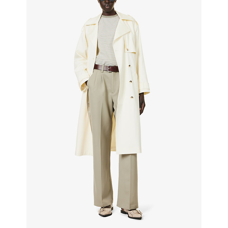 Shop Anine Bing Women's Cream Layton Relaxed-fit Stretch-cotton Trench Coat