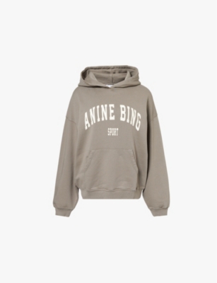ANINE BING: Harvey logo-print relaxed-fit cotton-jersey hoody