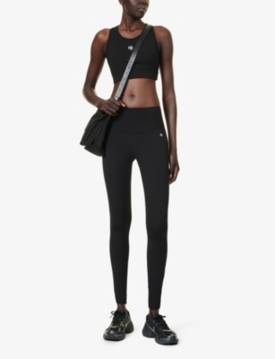 Shop Anine Bing Women's Black Blake Brand-print High-rise Stretch-woven Leggings