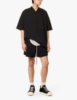 Shop Essentials Fear Of God  Men's Black Brand-patch Relaxed-fit Cotton-blend Shorts