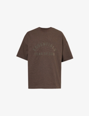 ESSENTIALS MENS ESSENTIALS COTTON-JERSEY T-SHIRT HEATHER WOOD 