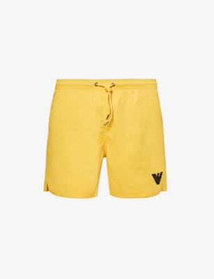 Shop Emporio Armani Men's Mango Logo-embroidered Swim Shorts