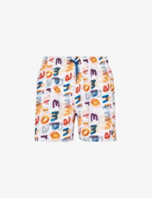 EMPORIO ARMANI: Brand-print drawstring swim shorts