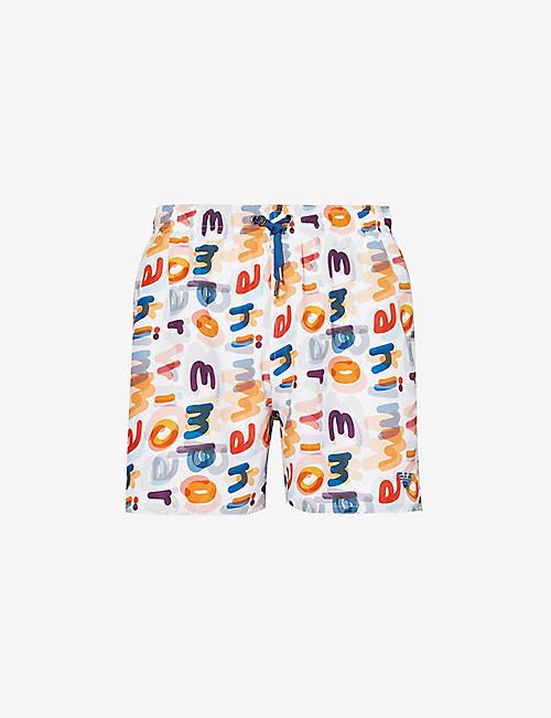 EMPORIO ARMANI: Brand-print drawstring swim shorts