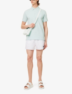 Shop Emporio Armani Men's Bianco Brand-embroidered Drawstring Swim Shorts