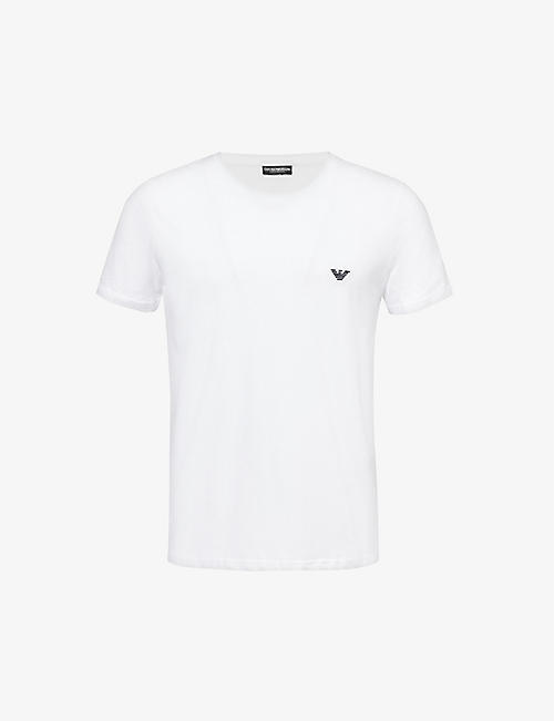 EMPORIO ARMANI: Essential logo-embroidered cotton-jersey T-shirt