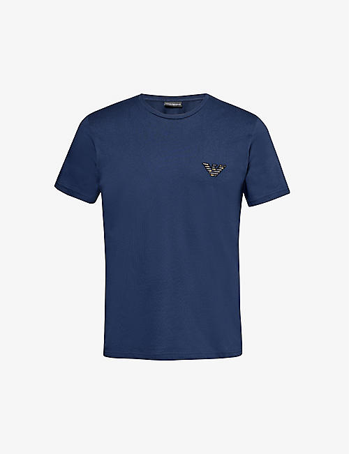 EMPORIO ARMANI: Logo-embroidered relaxed-fit cotton-jersey T-shirt
