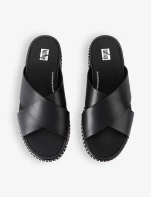 Shop Fitflop Women's Black Eloise Cross-strap Leather Sandals